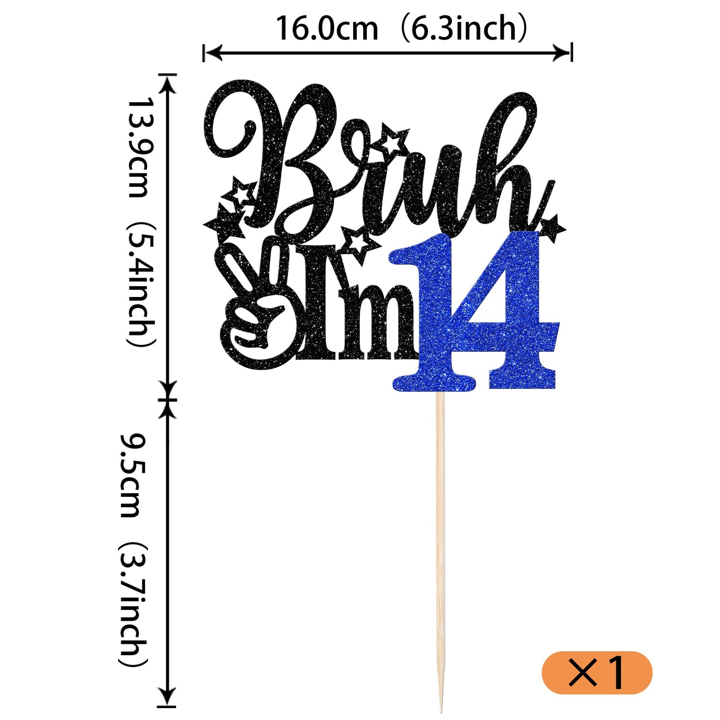 Rssta i Cake Topper - 14th Birthday Decoration, Blue, Model XM1222-14