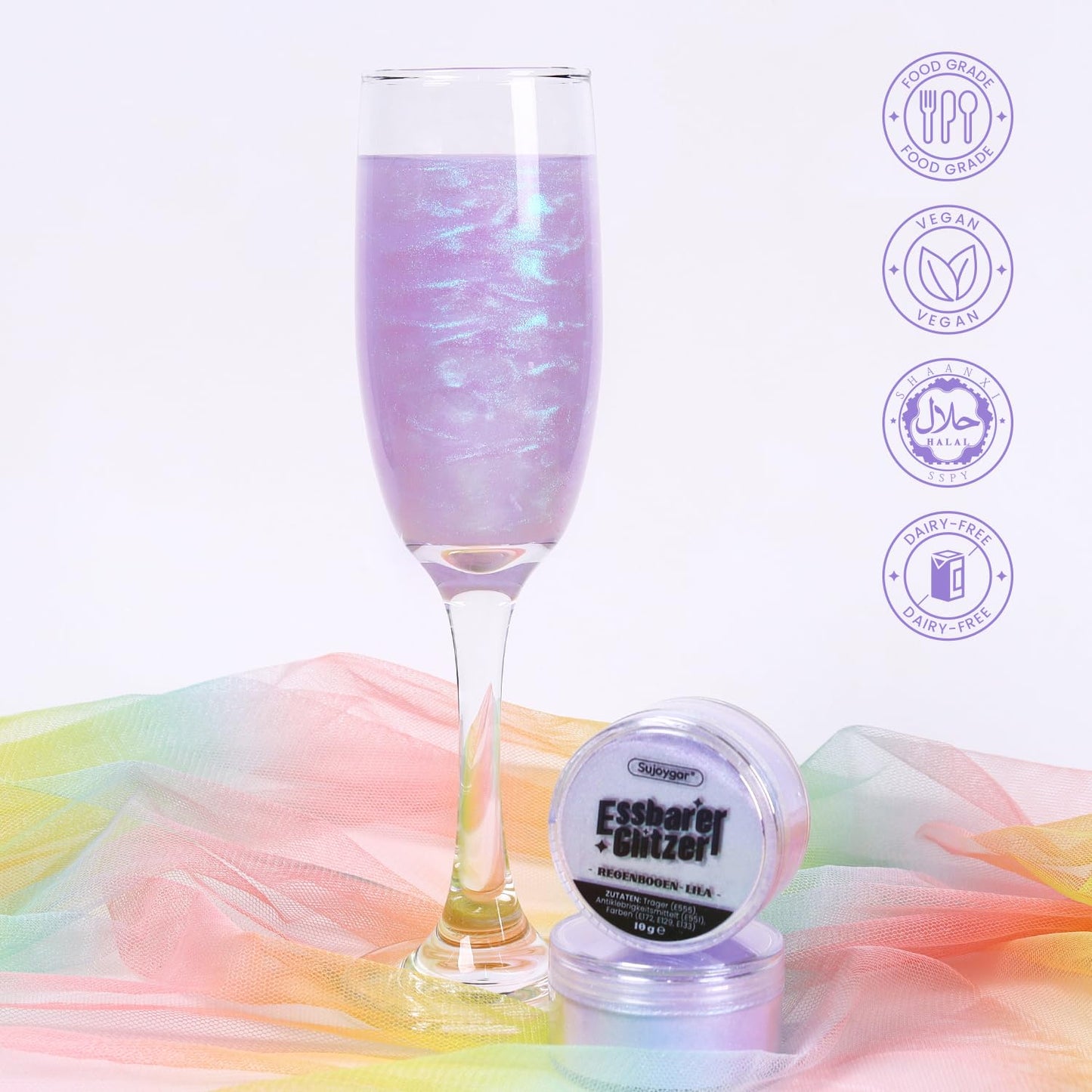 (10G) Iridescent Purple Edible Glitter For Drinks, Cocktails, Cakes - 100% Food Safe Cake Glitter Dust Edible - Fancy Sprinkles