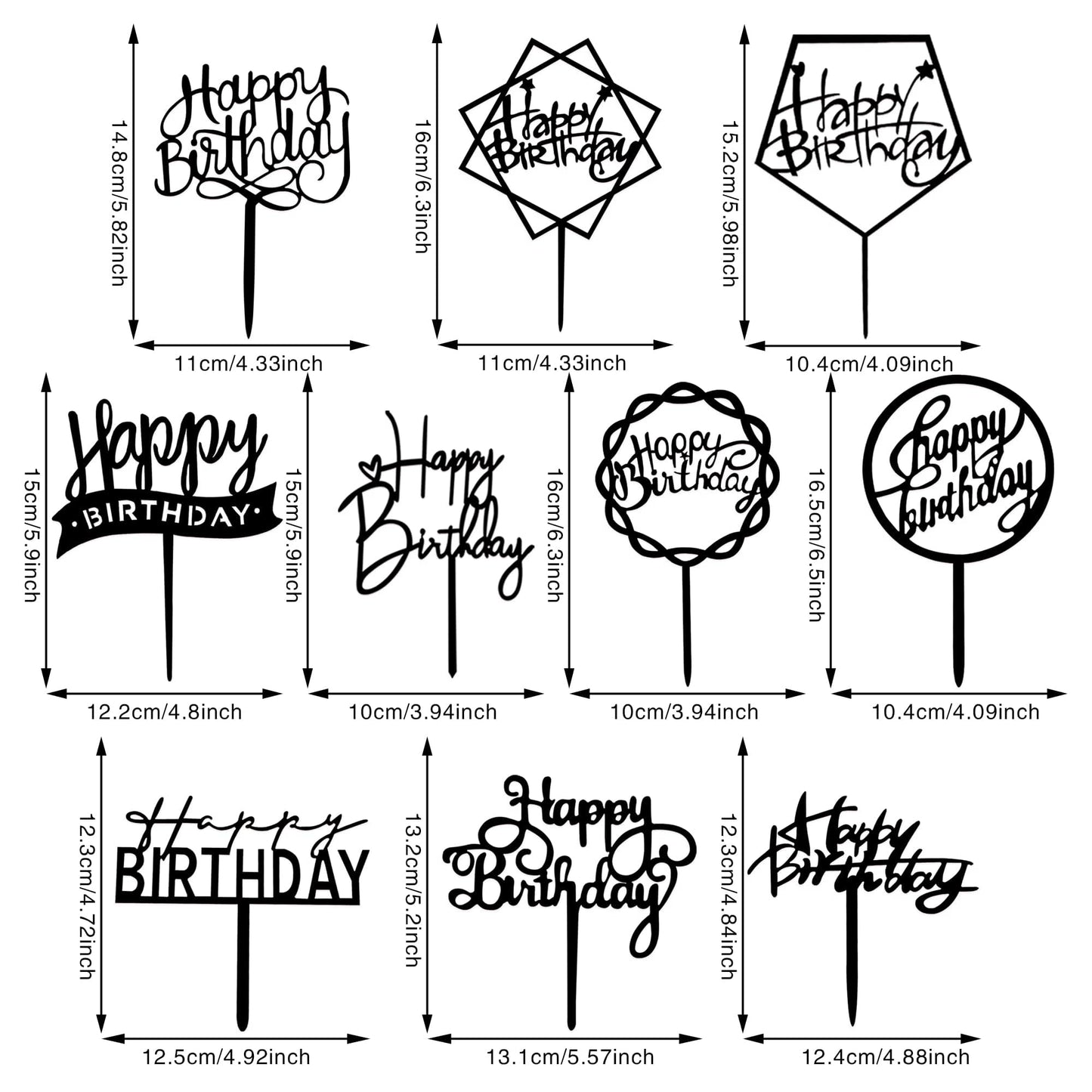 40 Pcs Happy Birthday Cake Topper Acrylic Birthday Cupcake Topper Cake Pick Decorations For Birthday Party Cake Desserts Pastrie