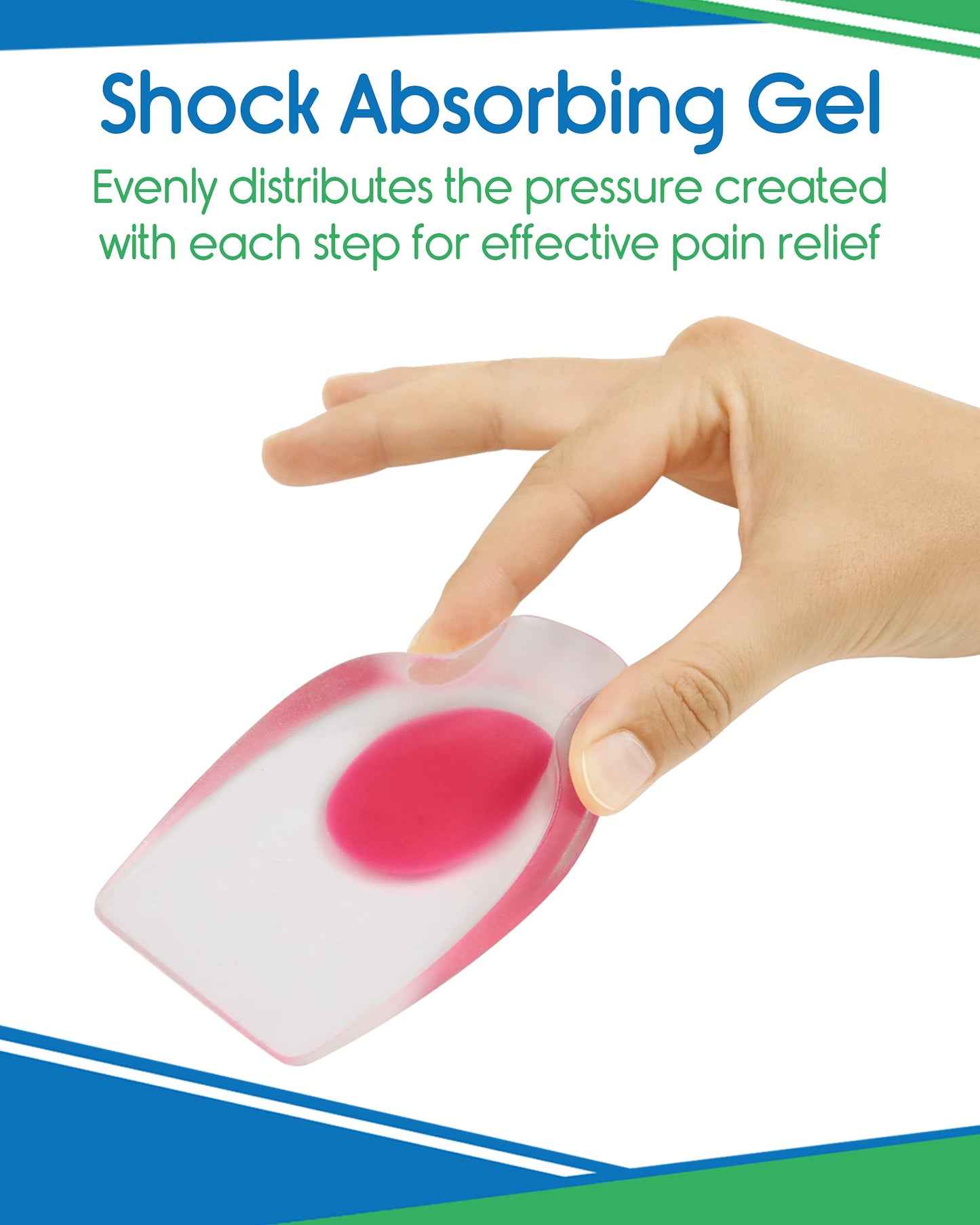 Vivesole Gel Heel Cups For Pain, Plantar Fasciitis (Pair) - Silicone Insert Pads For Relief, Heel Spurs, Shoes, Achilles Treatme