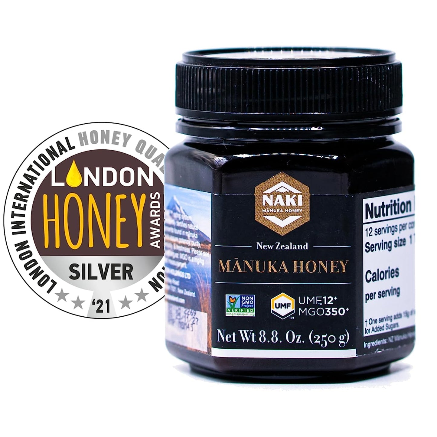NAKI Manuka Honey 100% New Zealand UMF 12+ MGO 350+ 8 oz - International Gold Award Winner