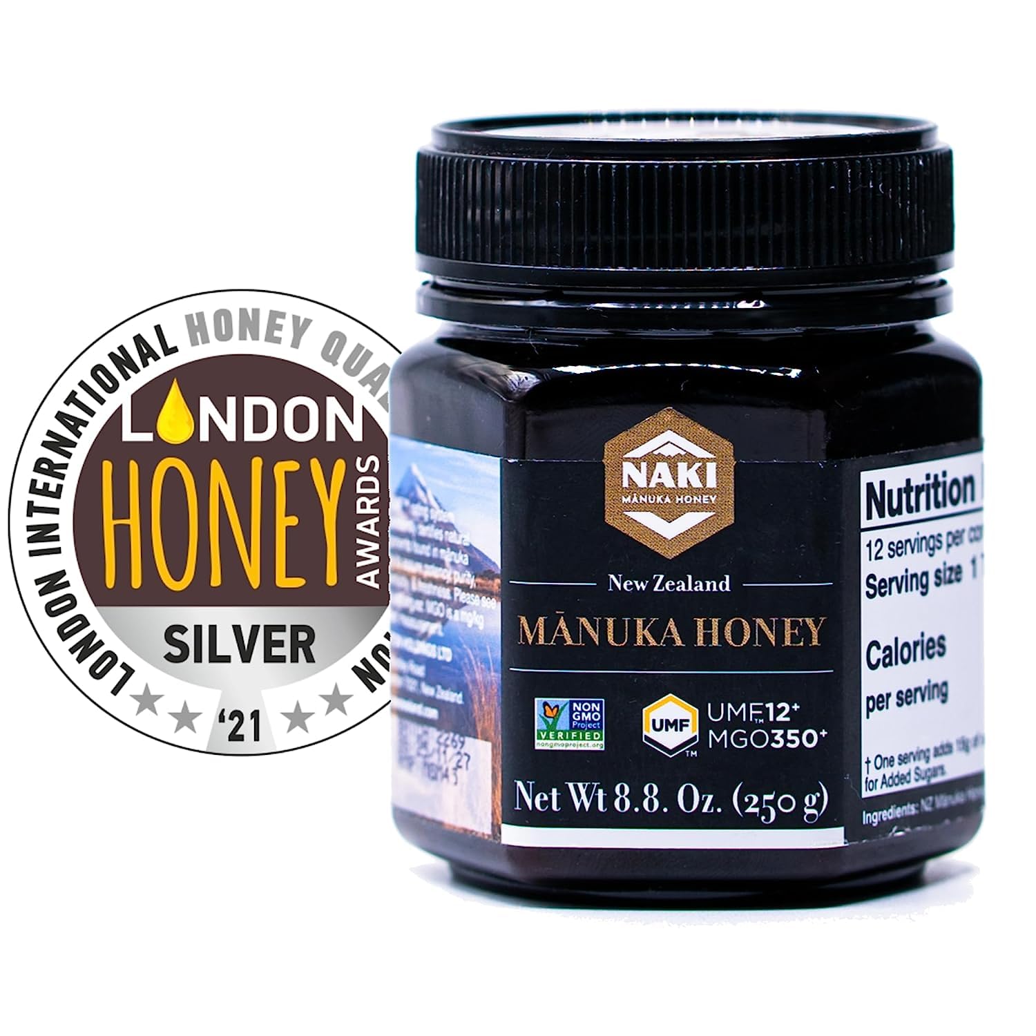 NAKI Manuka Honey 100% New Zealand UMF 12+ MGO 350+ 8 oz - International Gold Award Winner