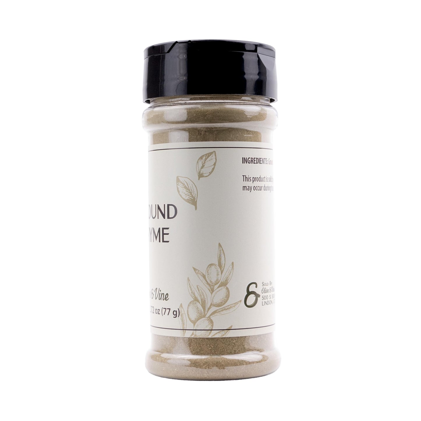 Olive & Vine Ground Thyme, Earthy & Aromatic, Seasoning For Roasts, Soups, And Stews, With Rich Tradition, Authentic Taste, For