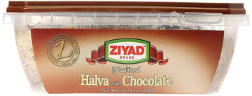 Ziyad Traditional Mediterranean Sesame Fudge Halva with Chocolate, Additives No Preservatives, 12.34oz