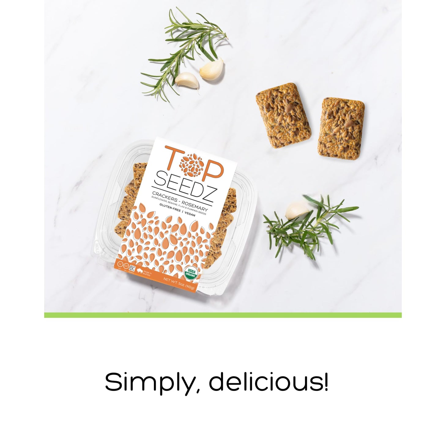 Top Seedz Organic Gluten Free Rosemary Seed  ers - 5 Oz (Pack of 6) - Healthy Vegan Snack with Plant Based Protein