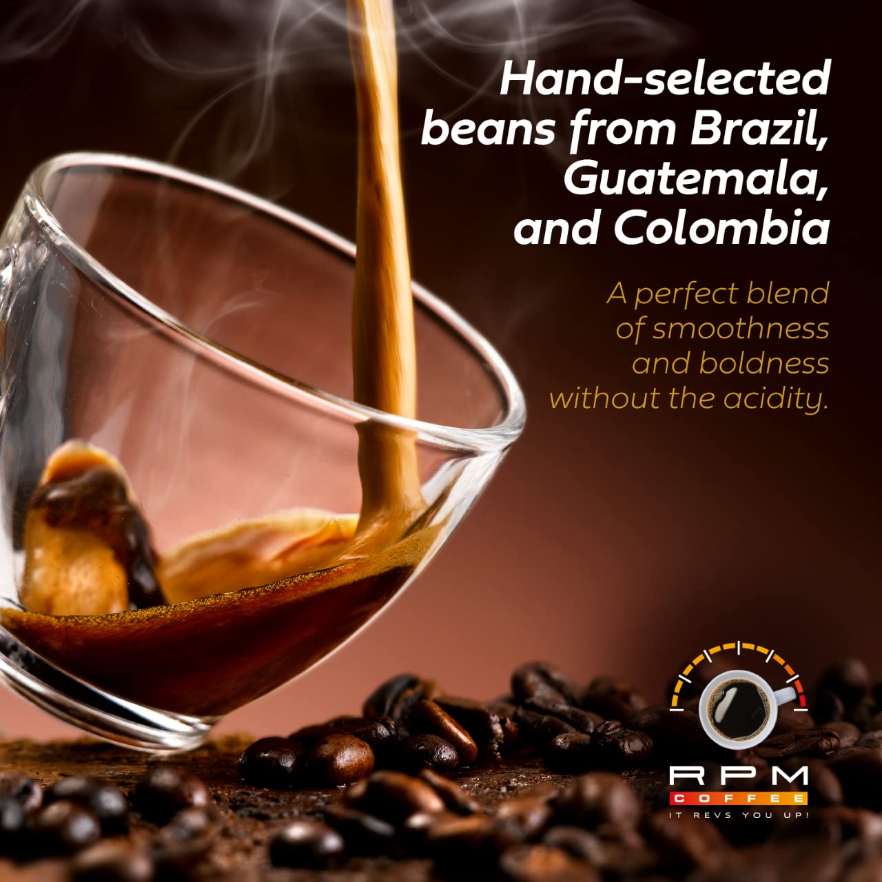 RPM Coffee Grand Prix Premium Coffee, Medium-Dark Roast, 100% Arabica, 16 Ounce, Low Acidity