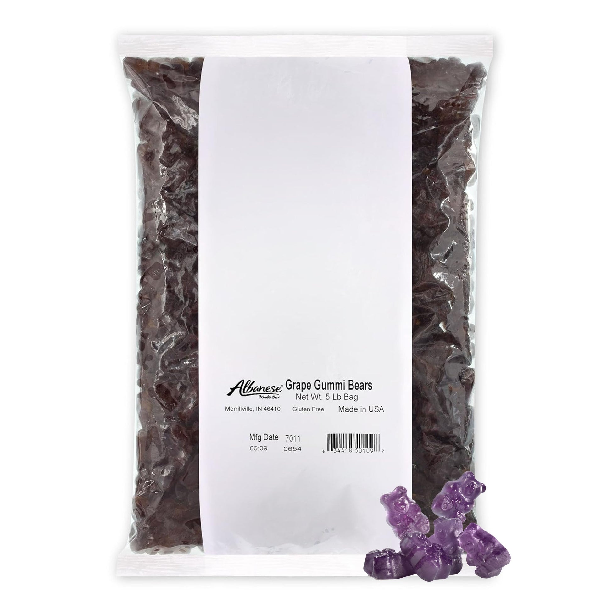 Albanese Grape Gummi Bears, 5lbs Candy, Purple, Model 50109
