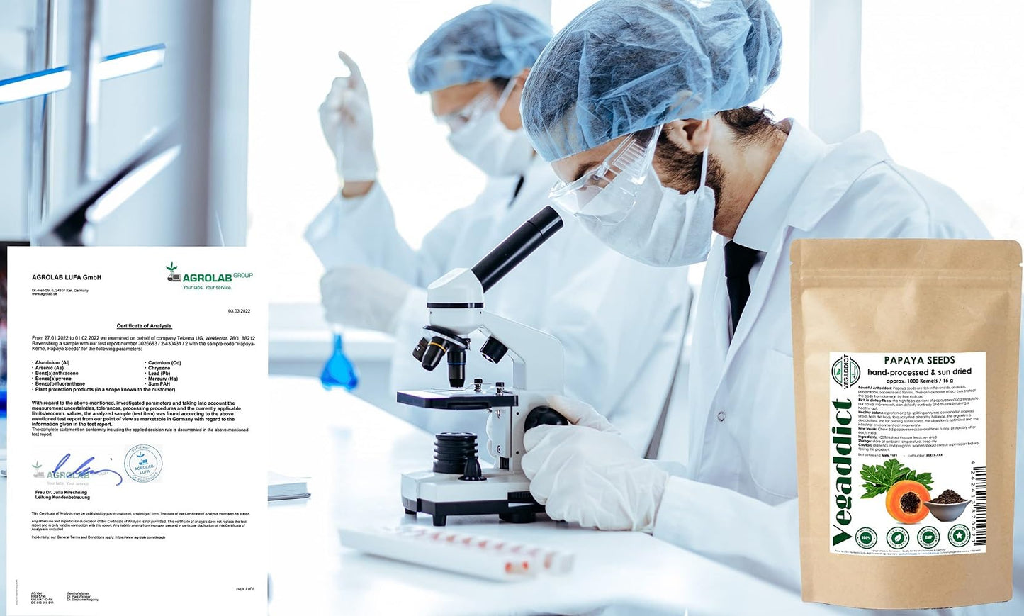 100% Natural Sun Dried Papaya Seeds | High Papaya Enzyme (Papain) Content | No Additives | Vegan | Laboratory Tested | Gluten &