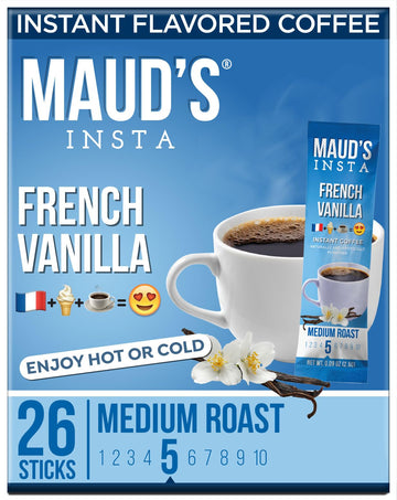 Maud'S French Vanilla Instant Coffee Packets Single Serve, 26 Ct | French Vanilla Flavored Coffee | 100% Arabica Medium Roast Co