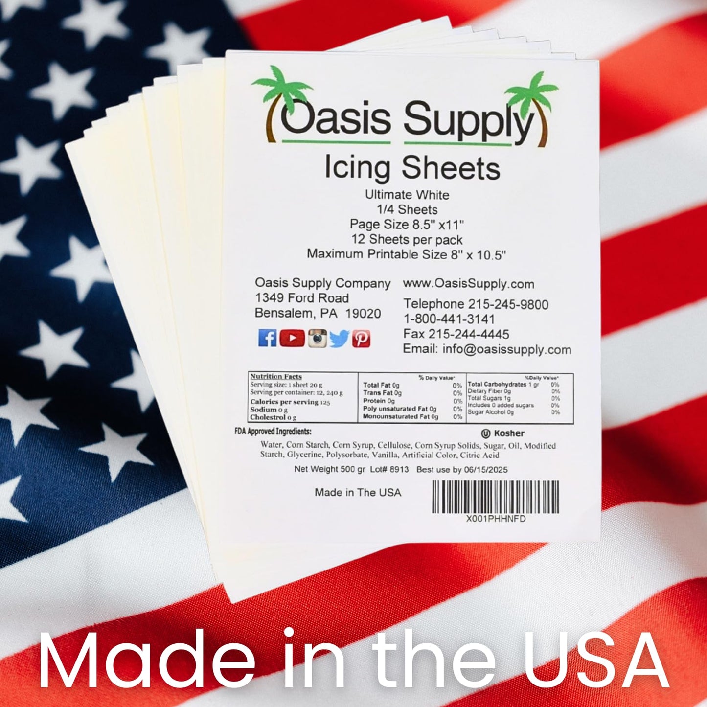 Oasis Supply Ultra Flexible Icing Sheets, Frosting Sheets, 8.5 x 11, 12 Count, Made in the USA