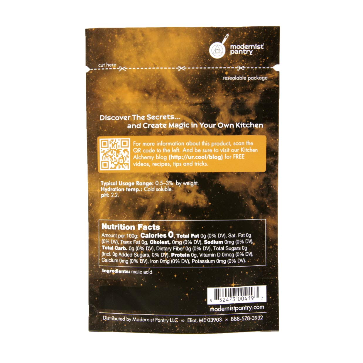Modernist Pantry Pure Malic Acid - Non-GMO, Gluten-Free, Vegan, OU Kosher Certified, 50g/2oz
