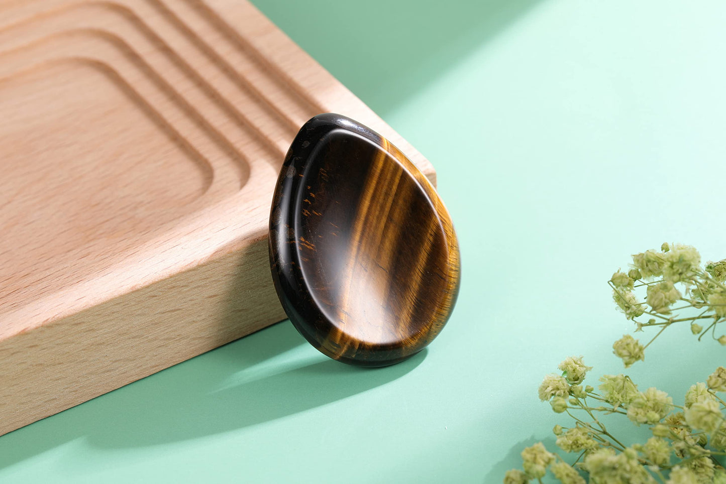Crystaltears Tiger'S Eye Thumb Worry Stone Healing Crystal Pocket Palm Stone Worry Stones For Anxiety Stress Relief
