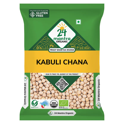 24 Mantra Organic Kabuli Chana (White Chick Peas), 1Kg