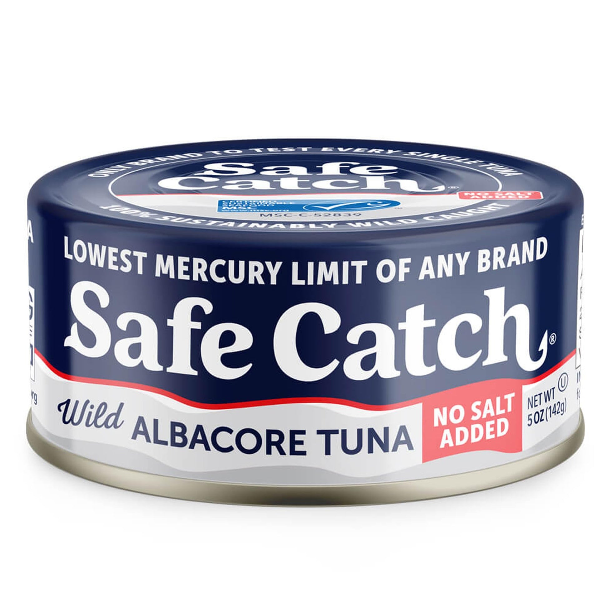 Safe Catch Canned Lowest Mercury Limit Albacore Tuna Fish No Salt Added, Wild Caught, Gluten-Free, Kosher, Keto, 5oz Can, 6-Pack