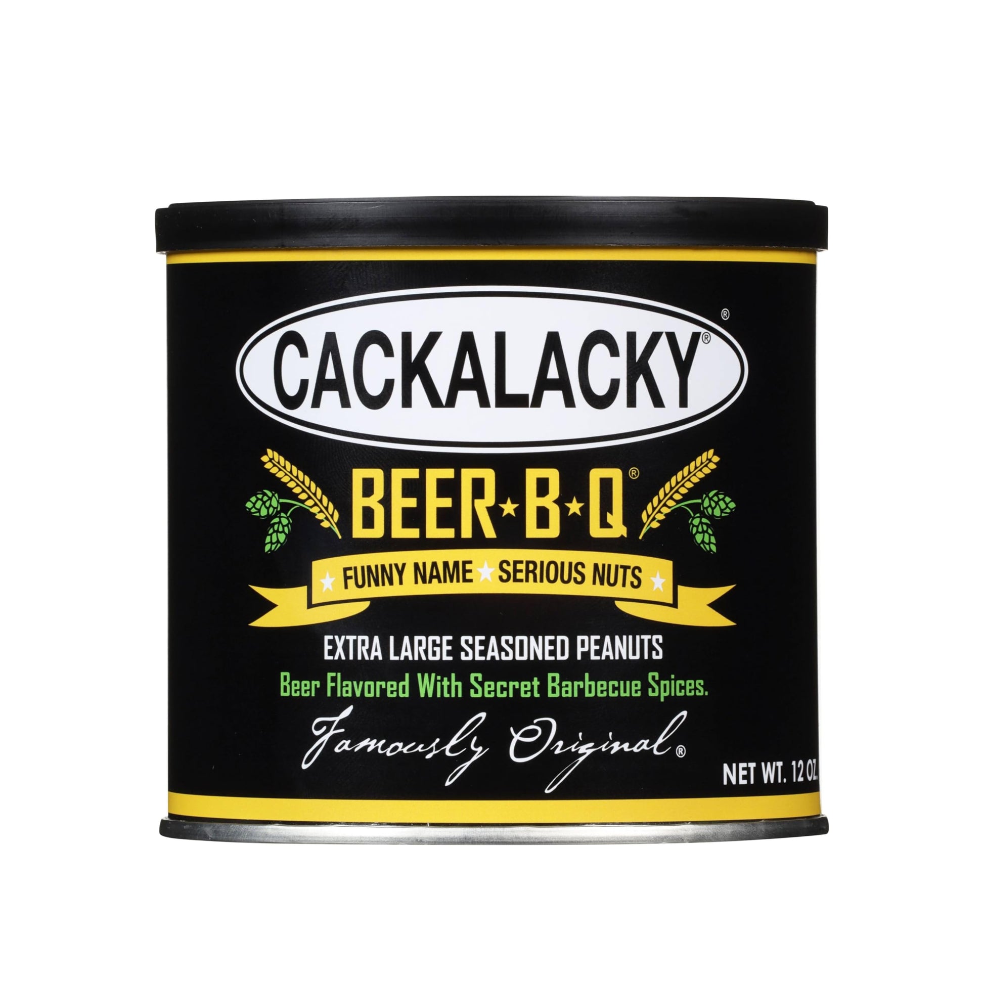 Cackalacky Beer-B-Q Seasoned Peanuts - 12 oz - Roasted, Extra-Large, Vegetarian Snack