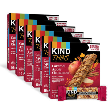 KIND THINS Caramel Apple Cinnamon Snack Bars, Gluten Free, 100 Calorie, 60 Count, 0.74 Ounce Each