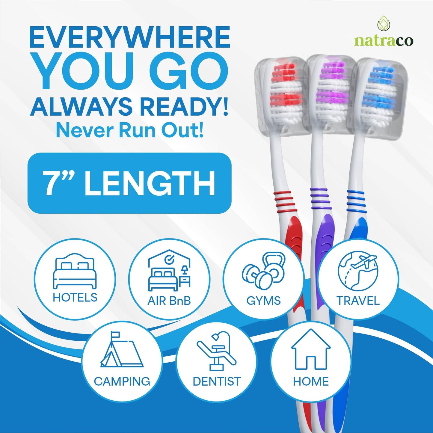 Bulk Toothbrush Pack With Covers | Premium Quality Individually Wrapped Colorful Tooth Brushes Are Perfect For Travel, Giveaways