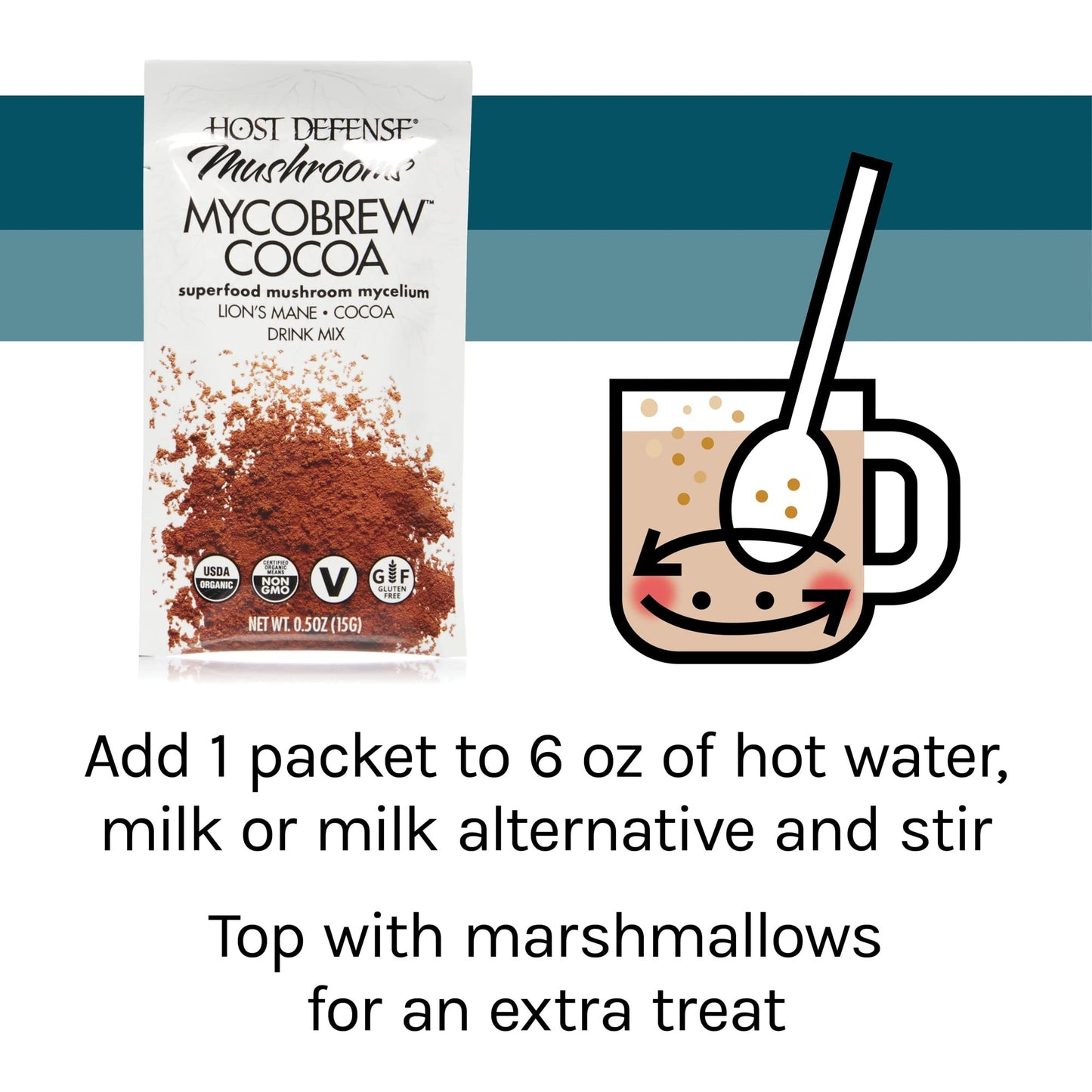 Host Defense, Mycobrew Cocoa Drink Mix, Supports Calm And Relaxation, With Lion