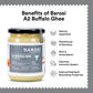 Barosi Enhanced Buffalo Ghee 3 Litre | Value Saver Family Pack | Vedic Bilona Method | Churned From Curd | Pure & Natural | Farm Made In Small Batches | Glass Jar Packing