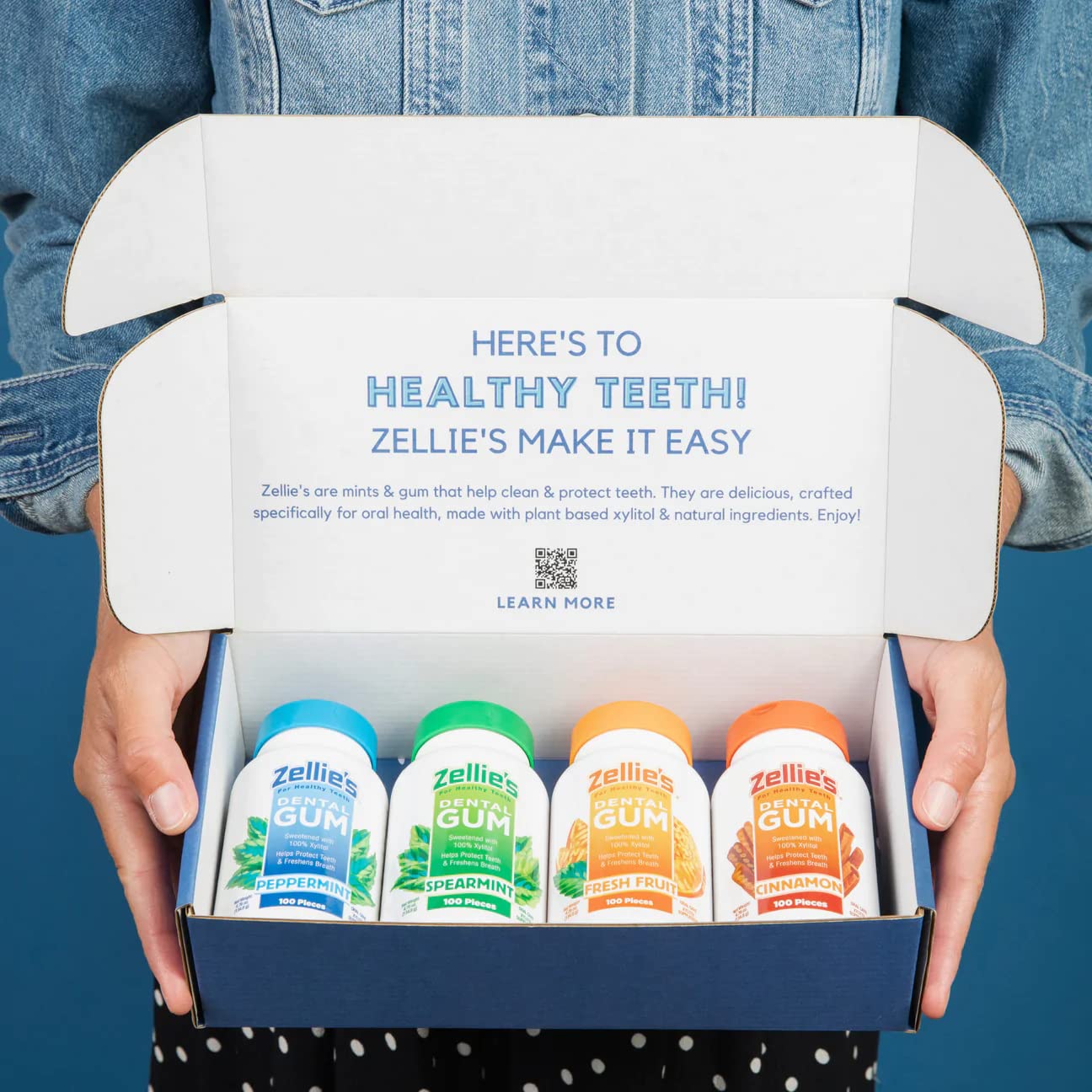 Zellies | 100% Xylitol | Gum Gift Set | Peppermint, Spearmint, Fresh Fruit, & Cinnamon | No Aspartame, Gluten Free, Vegan & Kosh