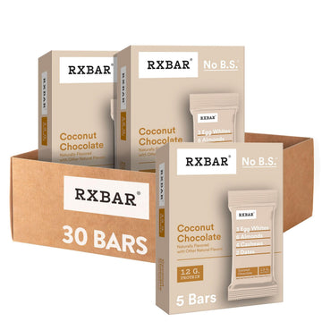 RXBAR Protein Bars  12g Protein  Gluten Free Snacks  Coconut Chocolate (6 Boxes  30 Bars)