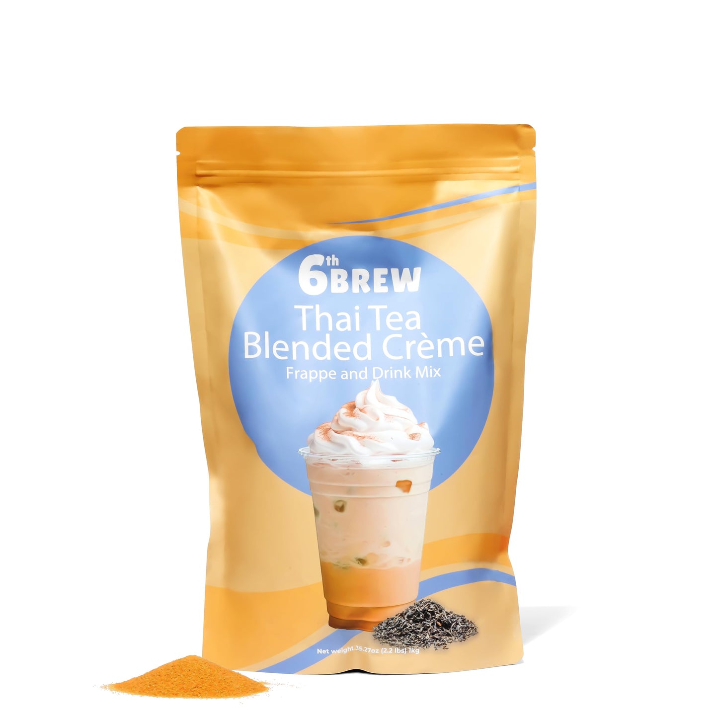 Premium Thai Tea Blended Crme Powder Mix to make Frappes, Bubble Tea, Boba Tea, Hot or Iced Tea | Perfect for home or cafe or re
