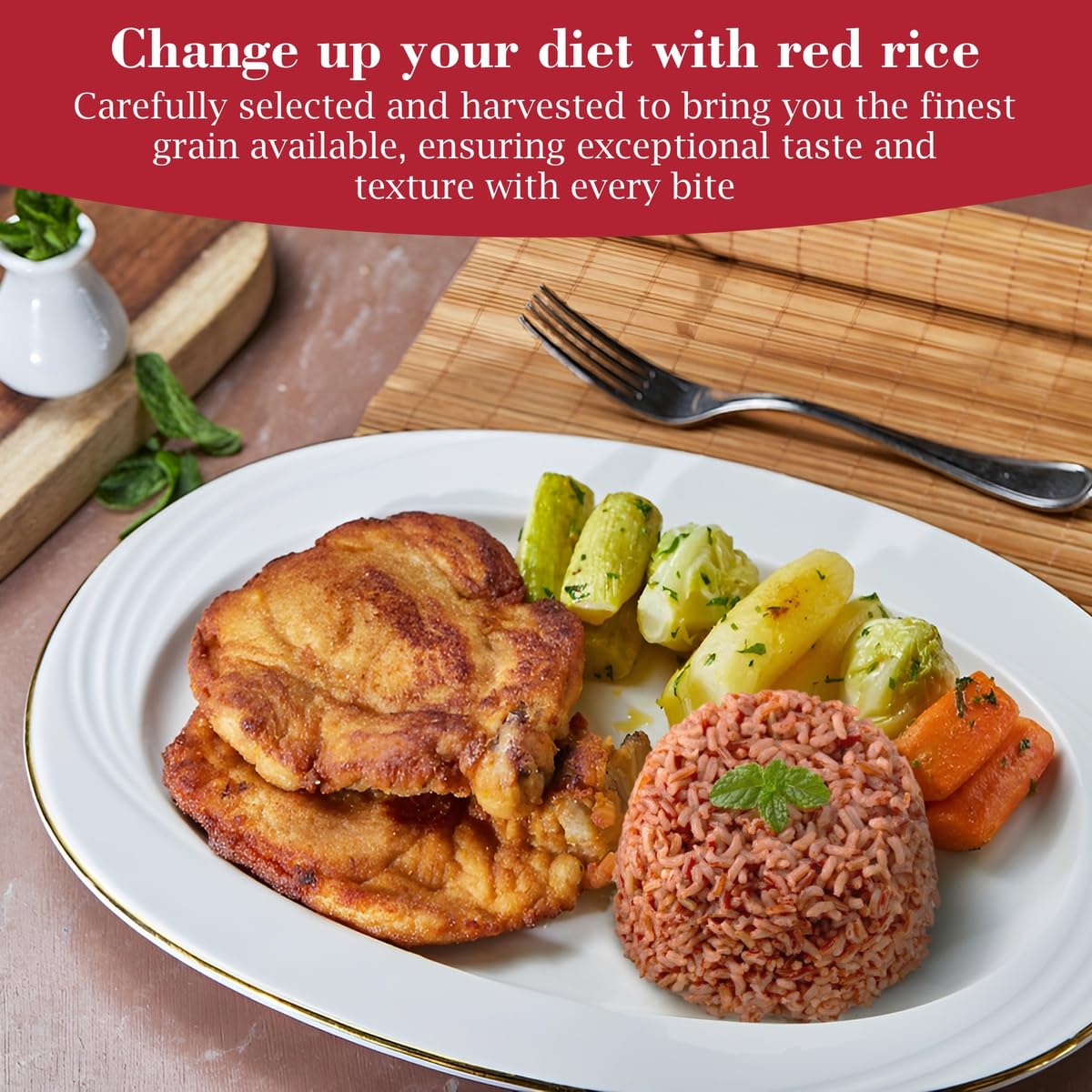 Fusion Select Red Rice - Premium Non-GMO Long Grain Rice, Gluten-Free, Non-Sticky, 5Lbs, 16.4 x 8.5 x 30.5 cm