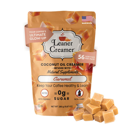 Leaner Creamer Coconut Creamer with Superfood Ingredients - Non-Dairy, Sugar-Free, Keto, Gluten-Free Powdered Coffee Creamer - C