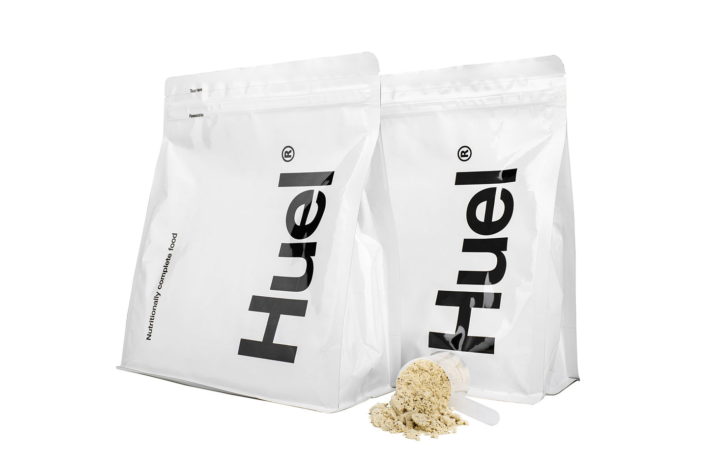 Huel Unflavored Unsweetened Nutritionally Complete Food Powder - 100% Vegan Powdered Meal (2 Pouches - 7.7lb - 28 meals)