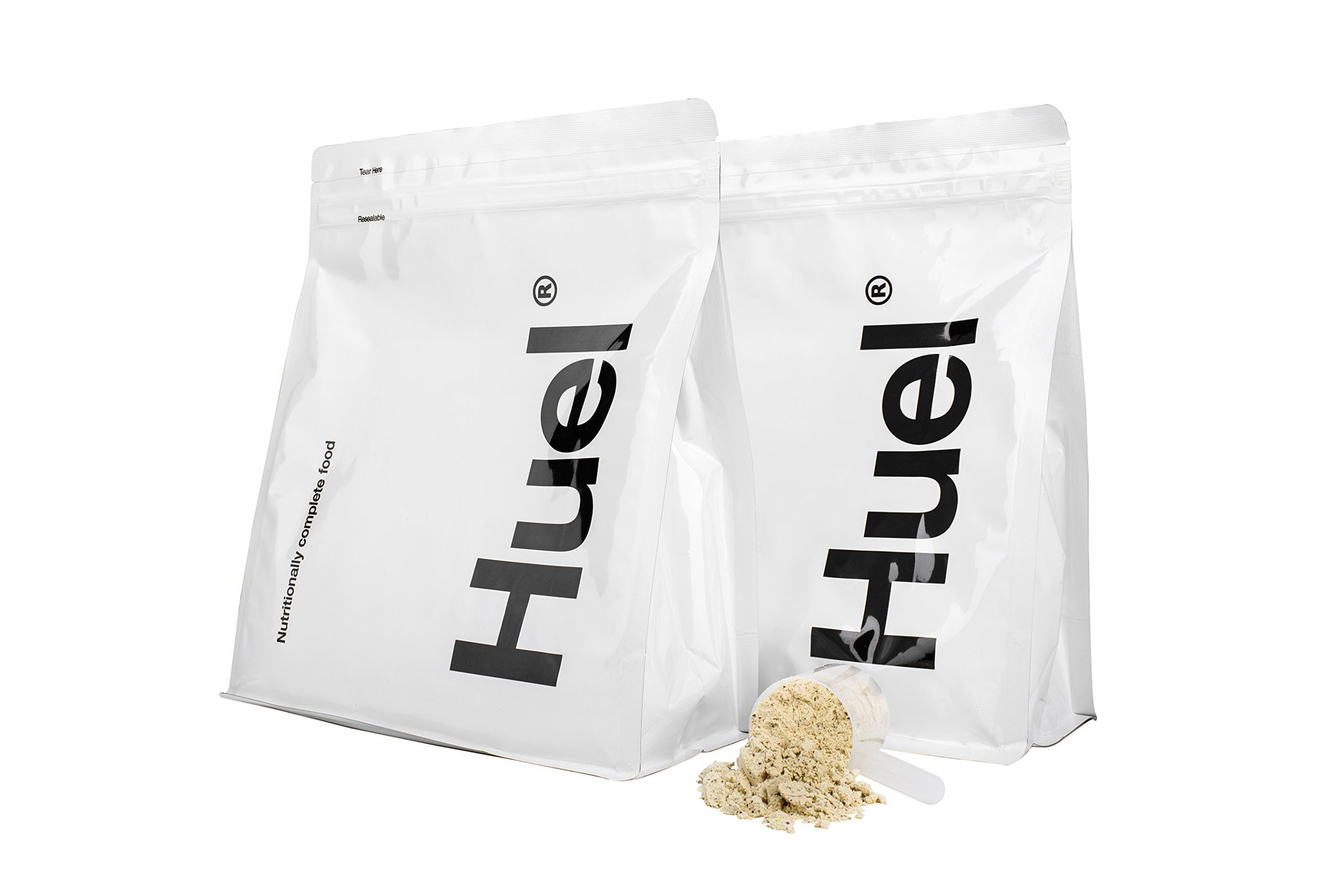 Huel Unflavored Unsweetened Nutritionally Complete Food Powder - 100% Vegan Powdered Meal (2 Pouches - 7.7lb - 28 meals)