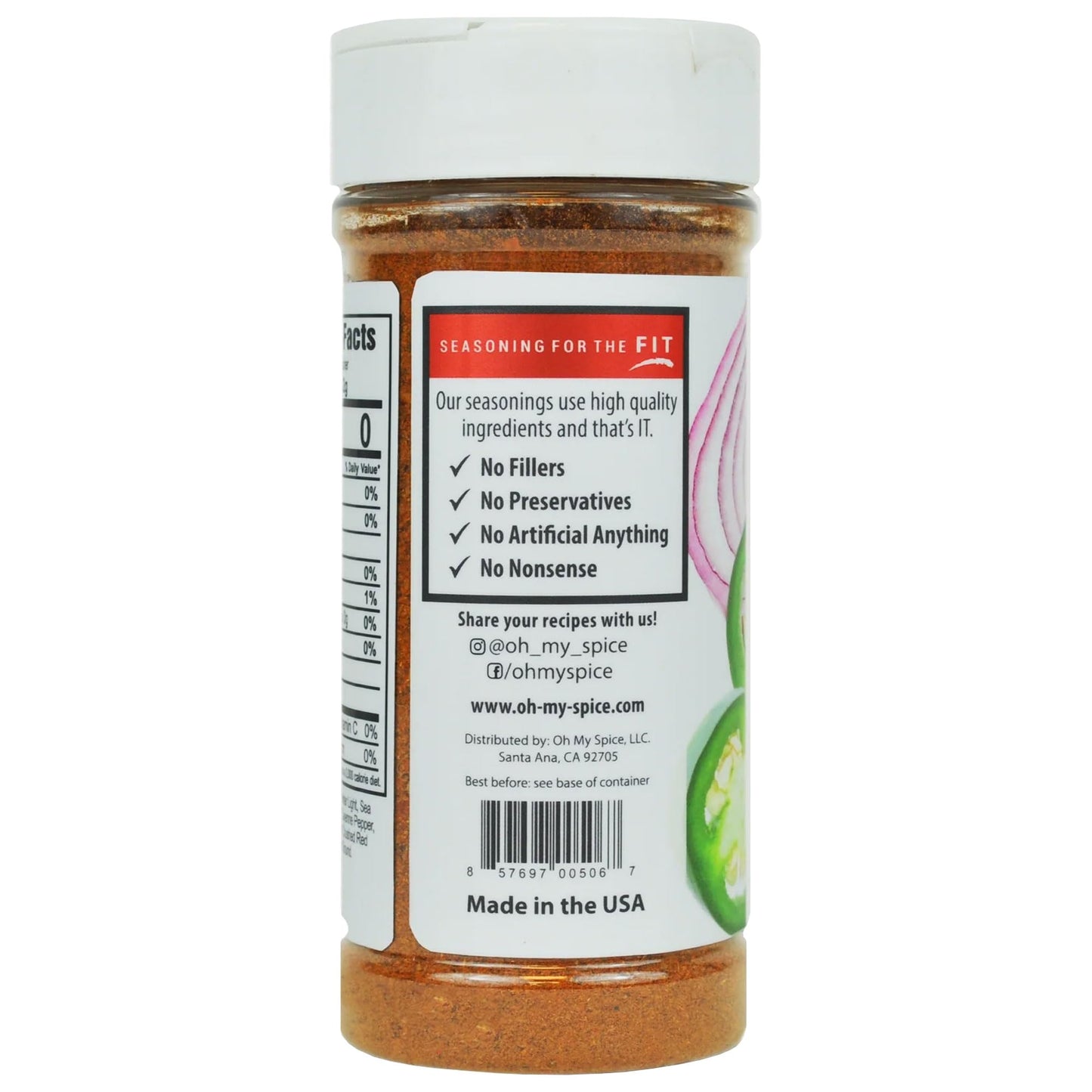 Oh My Spice Spicy Fajita Seasoning | Low Sodium, Gluten Free | 5 Ounce Pack