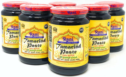 Rani Tamarind Paste Puree (Imli) 32oz (2lbs) 908g Bulk Glass Jar, No added sugar, Pack of 5+1 FREE ~ All Natural | Vegan | Glute