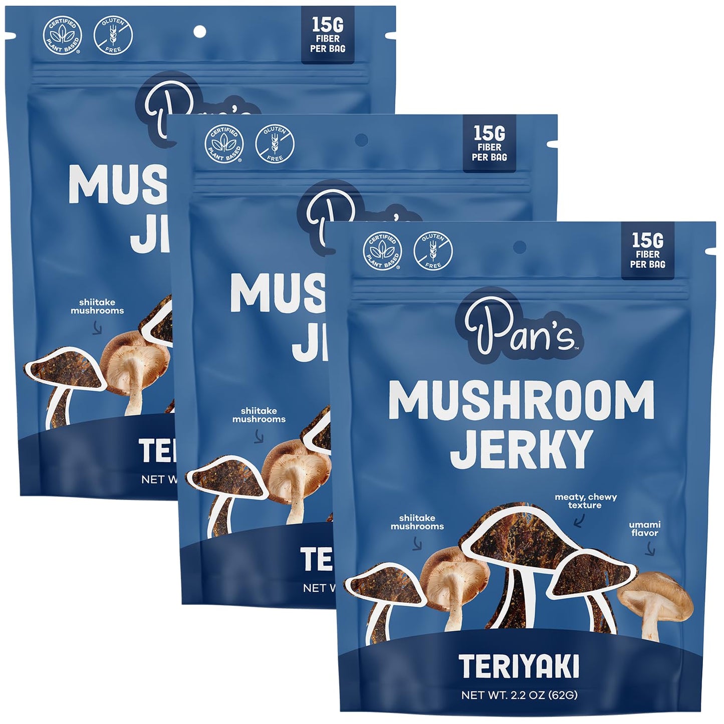 Pans Mushroom Jerky, Vegan Teriyaki Snacks, Gluten Free, High Fiber, 6.6 Ounce (Pack of 1)