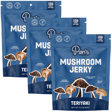 Pans Mushroom Jerky, Vegan Teriyaki Snacks, Gluten Free, High Fiber, 6.6 Ounce (Pack of 1)
