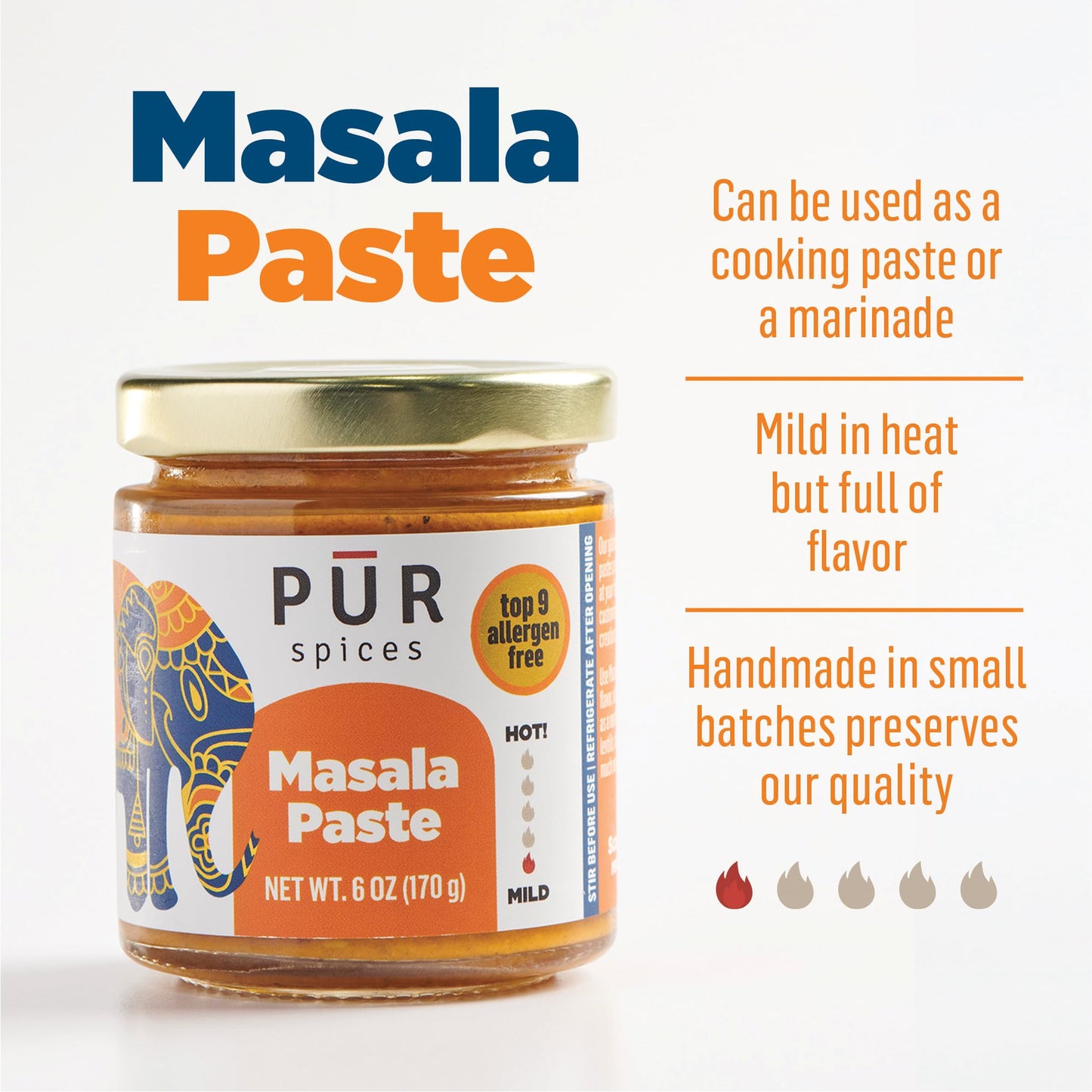 Pur Spices Masala Paste For Indian Cooking | Base Sauce Or Marinade For Curry Or Rice Dishes | Garam Masala | Plant Based, Glute