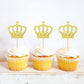 Ercadio 24 Pack Crown Cupcake Toppers Gold Glitter Prince Royal Crown Cupcake Picks King Crown Cupcake Decors For Prince Theme Baby Shower Party Decoration Supplies