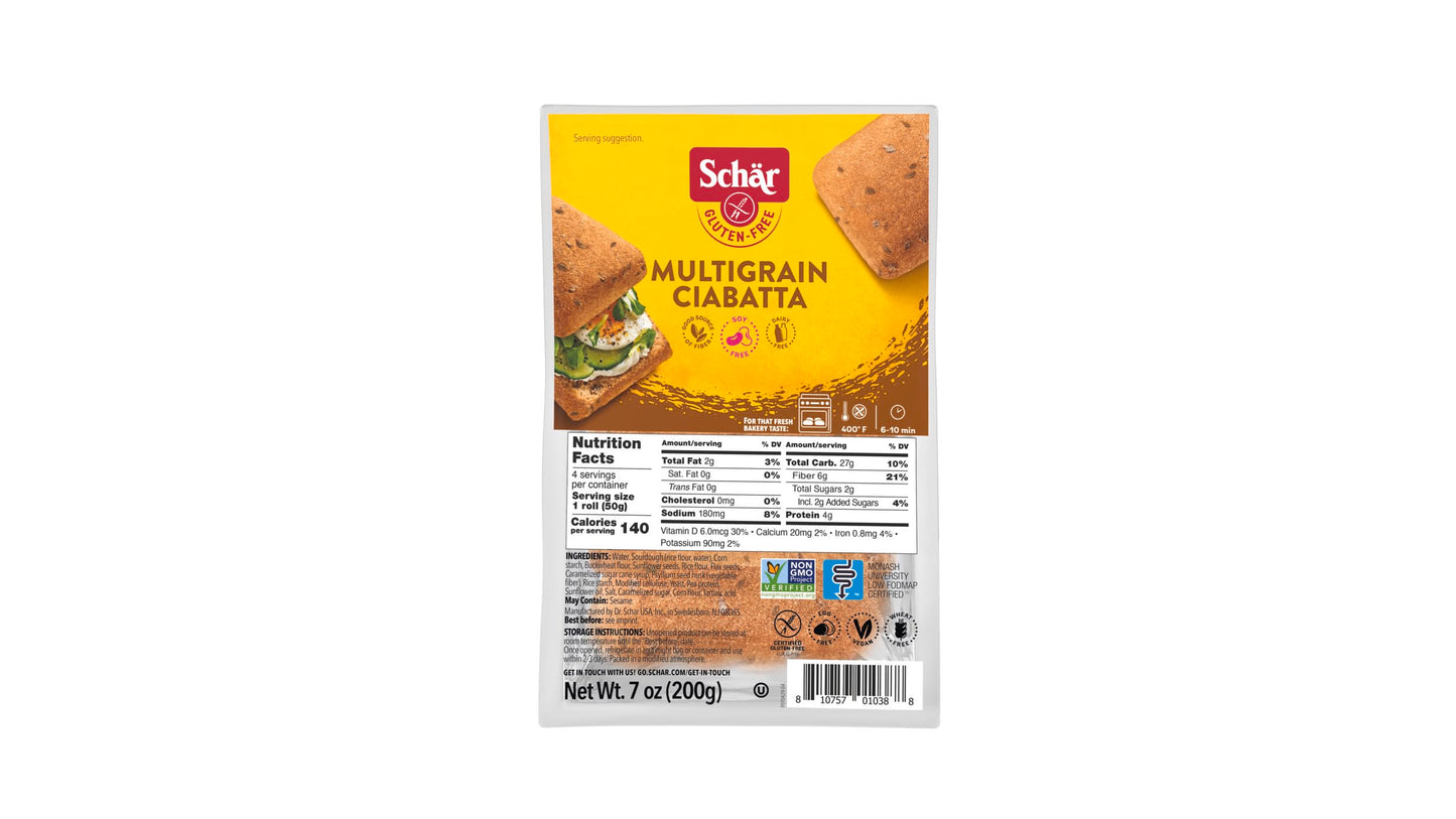 Schar Multigrain Ciabatta 5-Pack - Gluten-Free Artisan Rolls Packed With Seeds - Wheat, Lactose, And Gmo-Free - Perfect For Ital