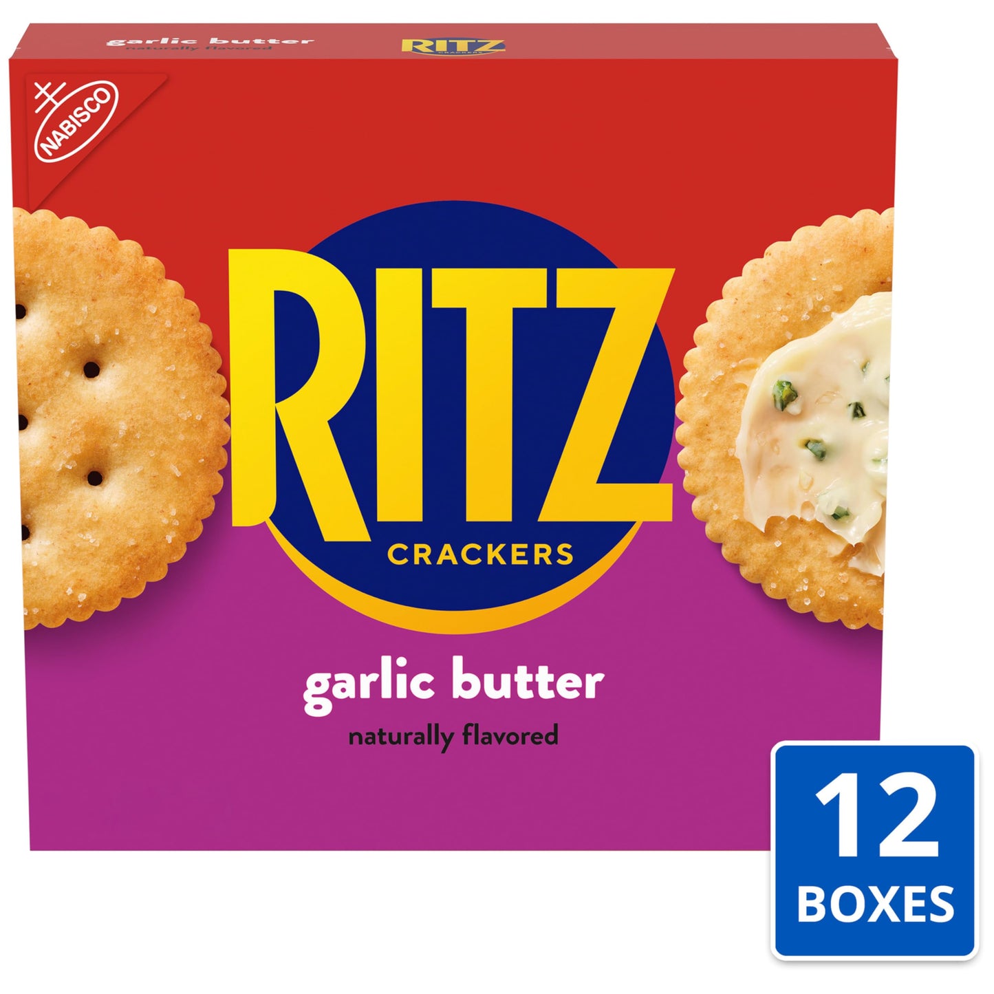 RITZ Garlic Butter Crackers, 12-13.7 oz Boxes
