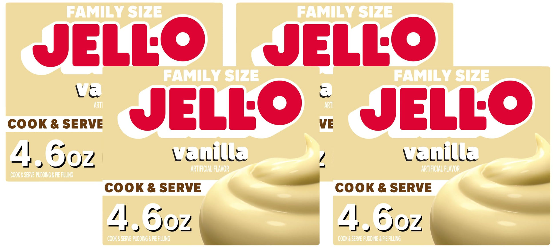 Jell-O Cook & Serve Vanilla Pudding & Pie Filling Mix (4.6 oz Box) (Pack of 4)