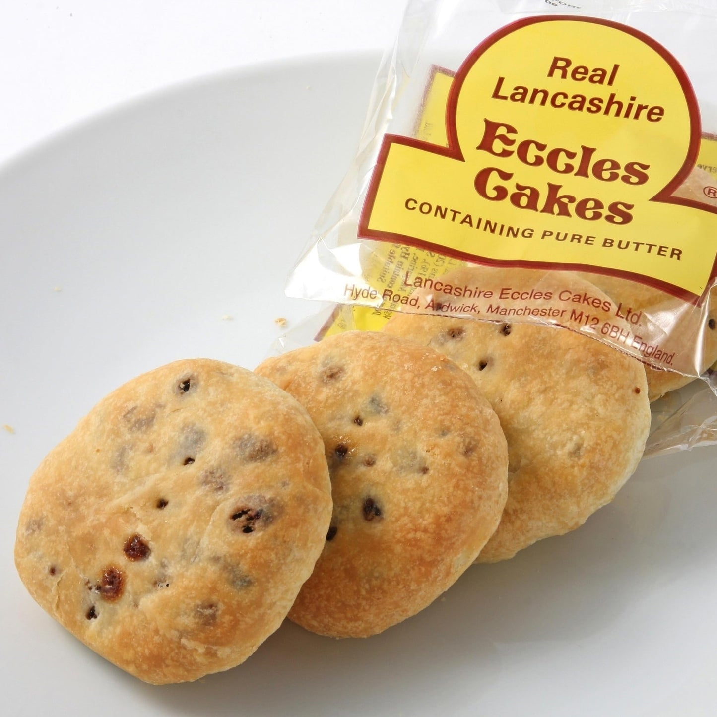 Real Lancashire Eccles Cake - 4 Cakes (Pack Of 1) | British Snacks Made With Pure Butter & Dried Currants | Traditional & Delici