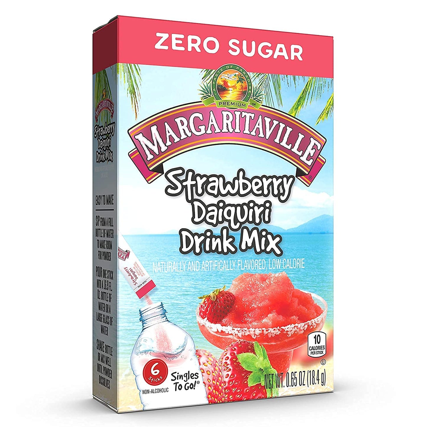 Margaritaville Singles To Go Water Drink Mix - Strawberry Daiquiri, 6 Count, 0.65 Ounce (Pack of 3)