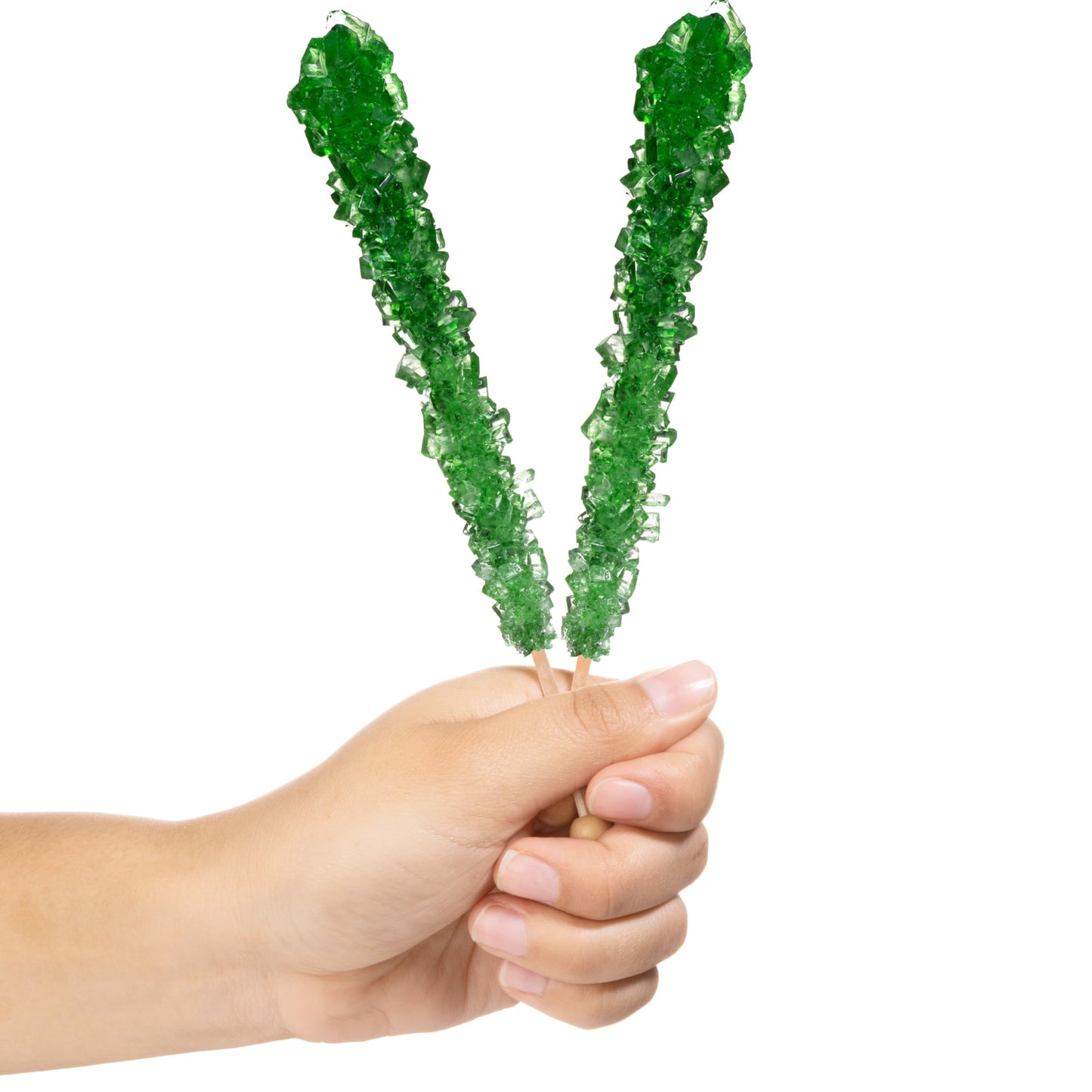 Candy Envy Green Rock Candy Sugar Sticks - Green Apple Flavor - 24 Count Individually Wrapped Party Favors
