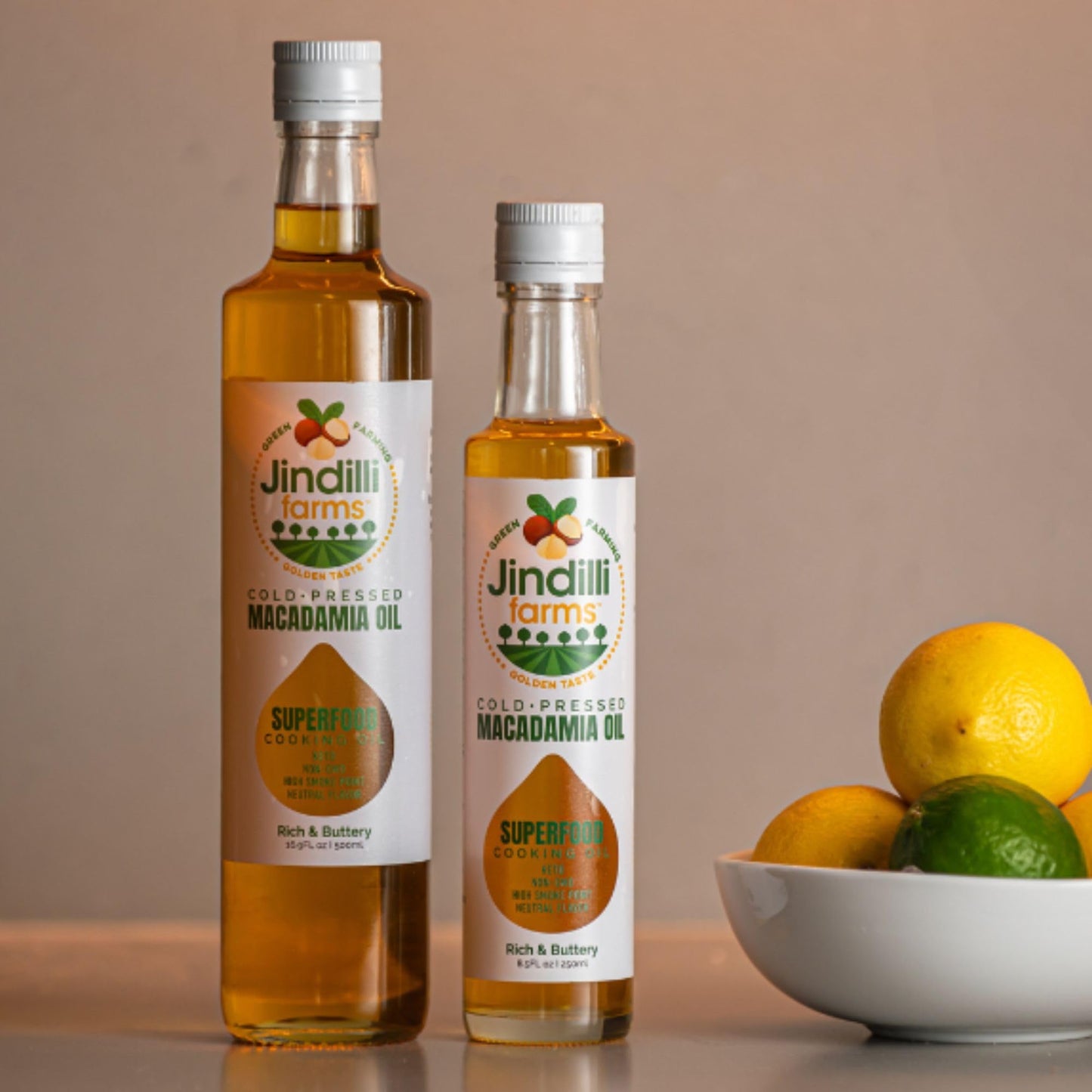 Jindilli Farms Macadamia Nut Cooking Oil- Australian Pure Cold Pressed Oil, Unrefined, Natural, High Smoke Point For Frying, Non