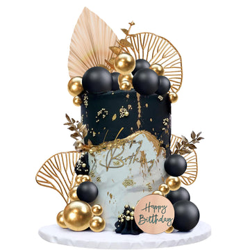 Boho Cake Topper Happy Birthday Cake Decorations With Balls Eucalyptus For Wedding Baby Shower Boys Girls Birthday Themed Party