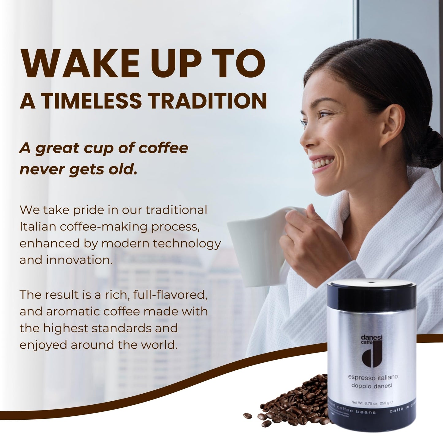 D DANESI CAFFÈ Espresso Coffee Beans - Medium Roast Whole Bean - 8.75oz Tin