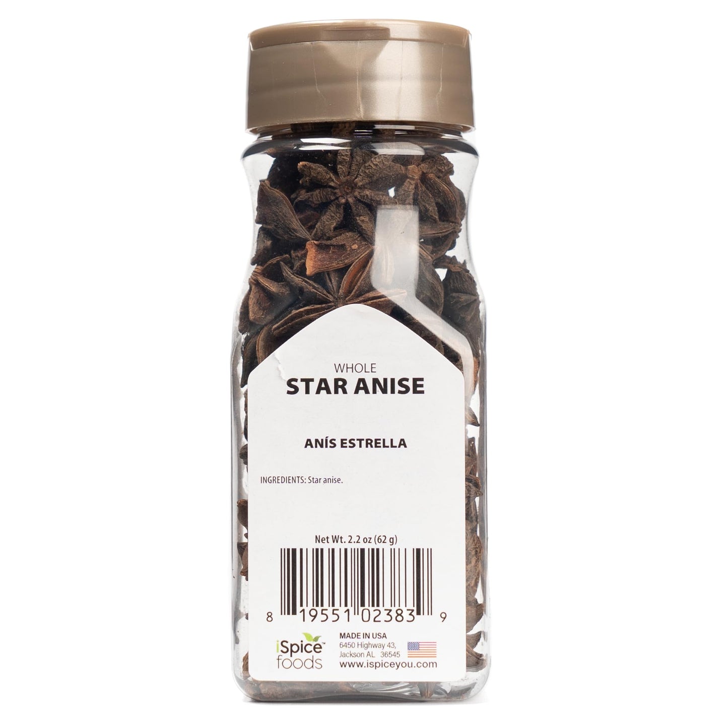 iSpice Premium Star Anise - All-Natural Whole Spice - 2.2 Oz (62g)
