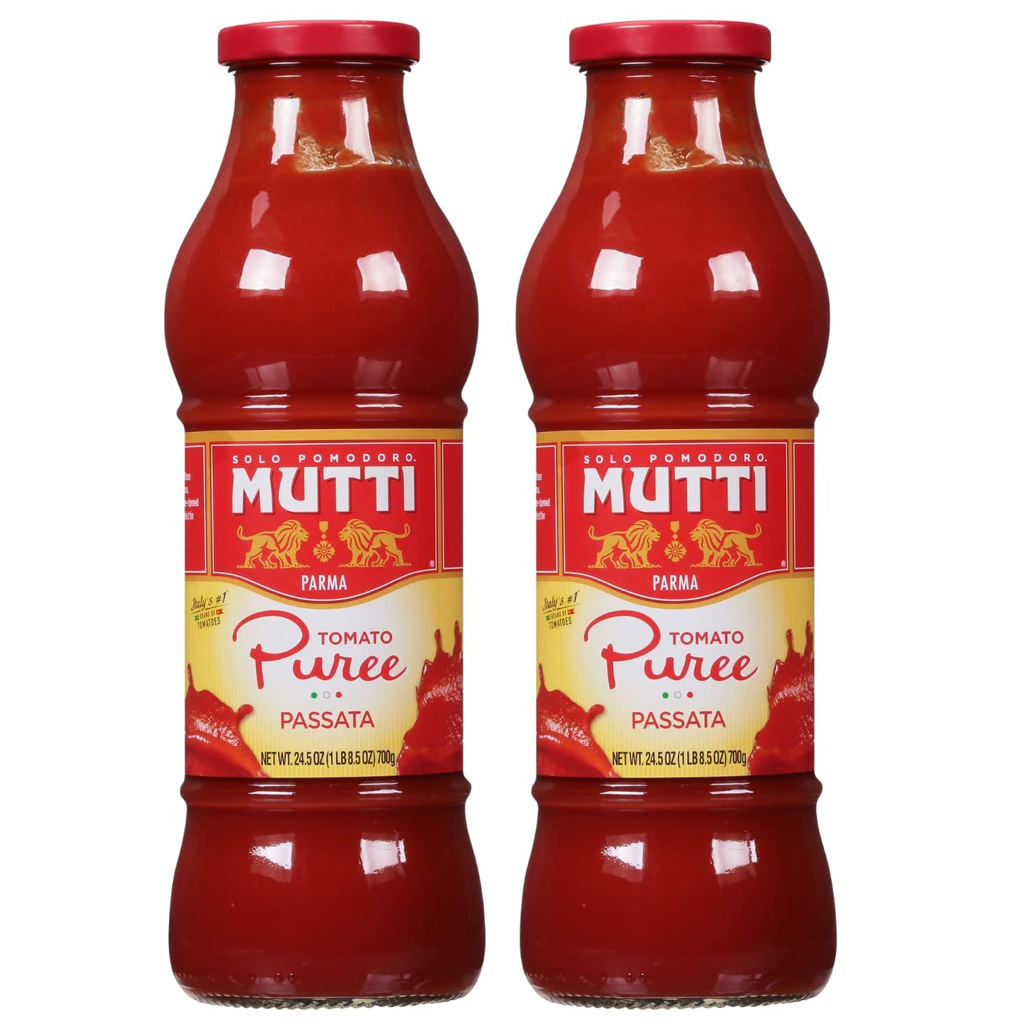 Mutti Tomato Puree (Passata), 24.5 Oz. | 2 Pack | Italy’S #1 Brand Of Tomatoes | Fresh Taste For Cooking | Canned Tomatoes | Vegan Friendly & Gluten Free | No Additives Or Preservatives