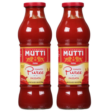 Mutti Tomato Puree (Passata), 24.5 Oz. | 2 Pack | Italy’S #1 Brand Of Tomatoes | Fresh Taste For Cooking | Canned Tomatoes | Vegan Friendly & Gluten Free | No Additives Or Preservatives