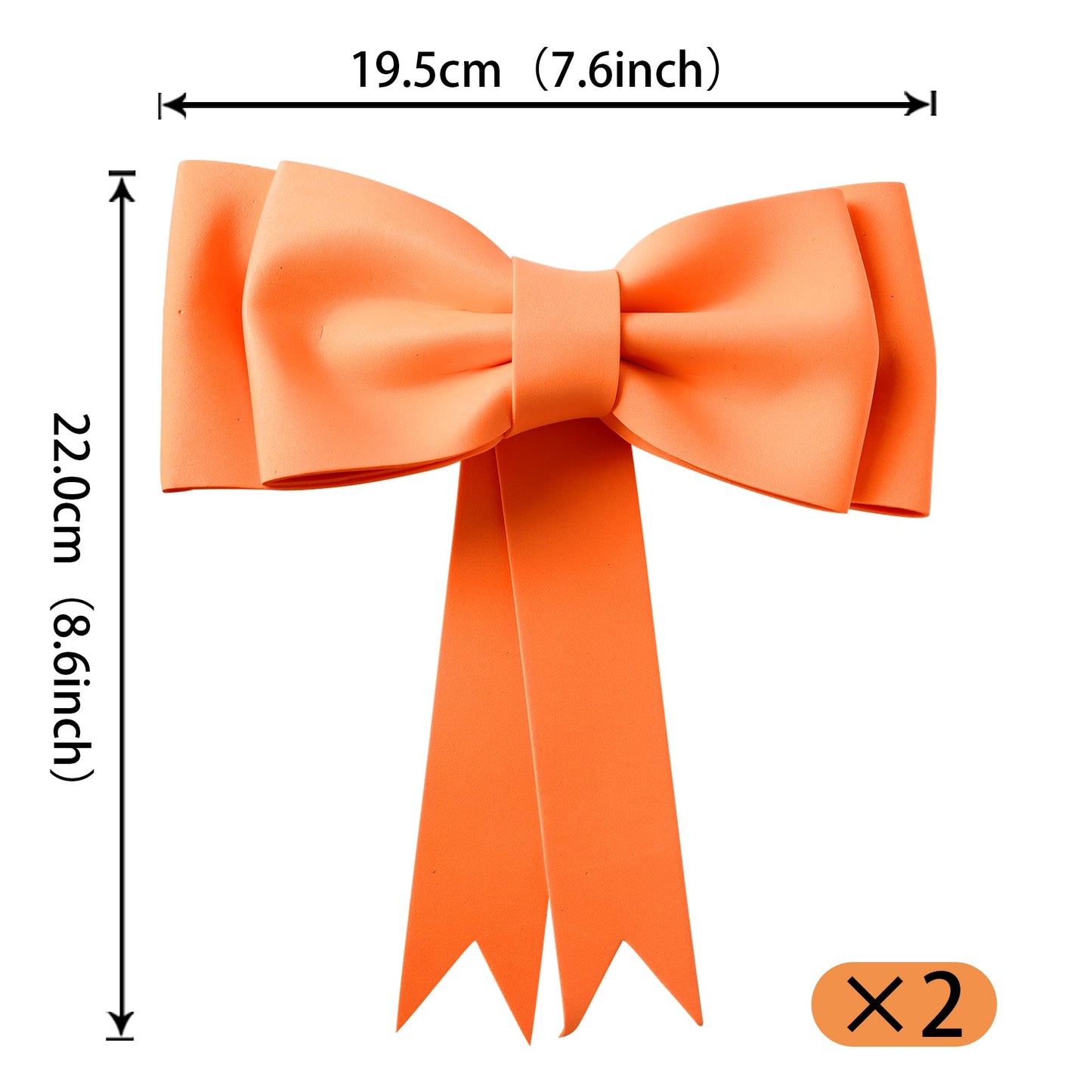 YCTHUNFISH 2 Pack Oversized Pink Bow Cake Topper Kit - EVA Foam Princess Cupcake Picks for Birthday, Baby Shower, Wedding, Orange