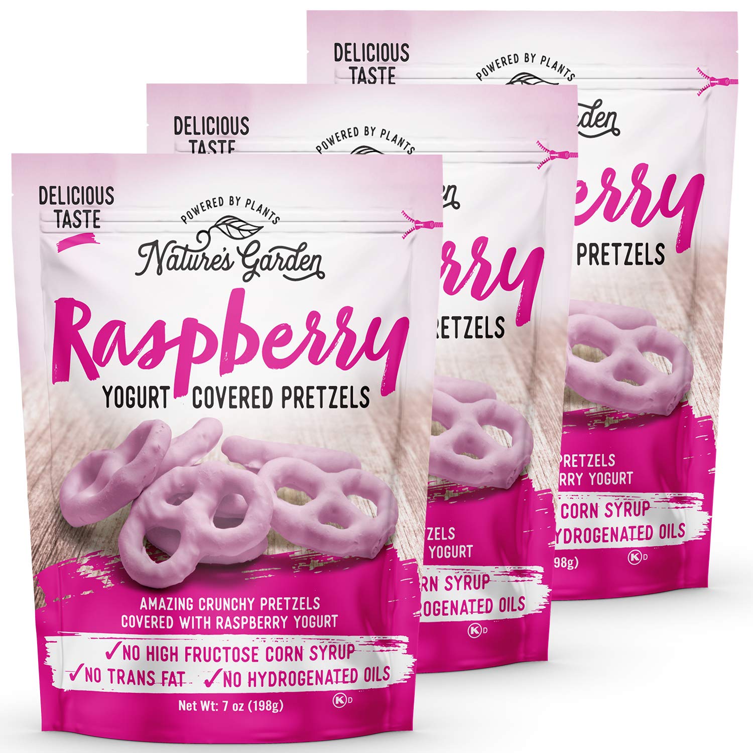 Nature'S Garden Raspberry Yogurt Covered Pretzels - No Trans Fat, Indulgent Snack, Flavored Pretzels - 7 Oz Bag (Pack Of 3)